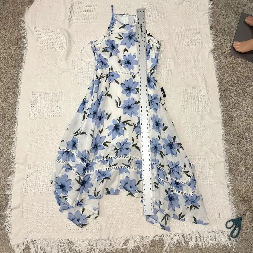 Lulus Zahara medium asymmetrical handkerchief hem floral dress D2 2998 - Picture 4 of 12